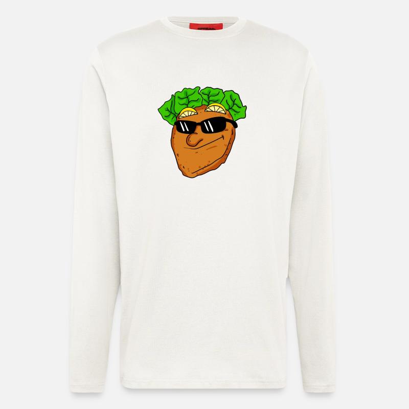 Cooles Schnitzel mit Sonnenbrille - Langarmshirt - made by SPREAD  - OFF WHITE