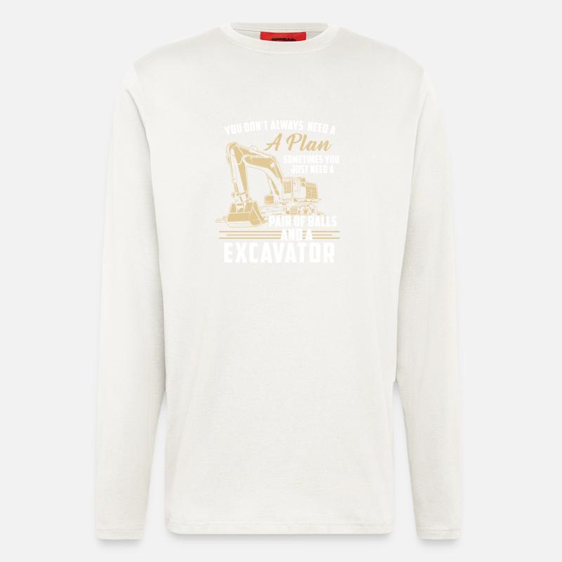 Bauarbeiter · Baustelle · Bagger · Keinen Plan - Langarmshirt - made by SPREAD  - OFF WHITE