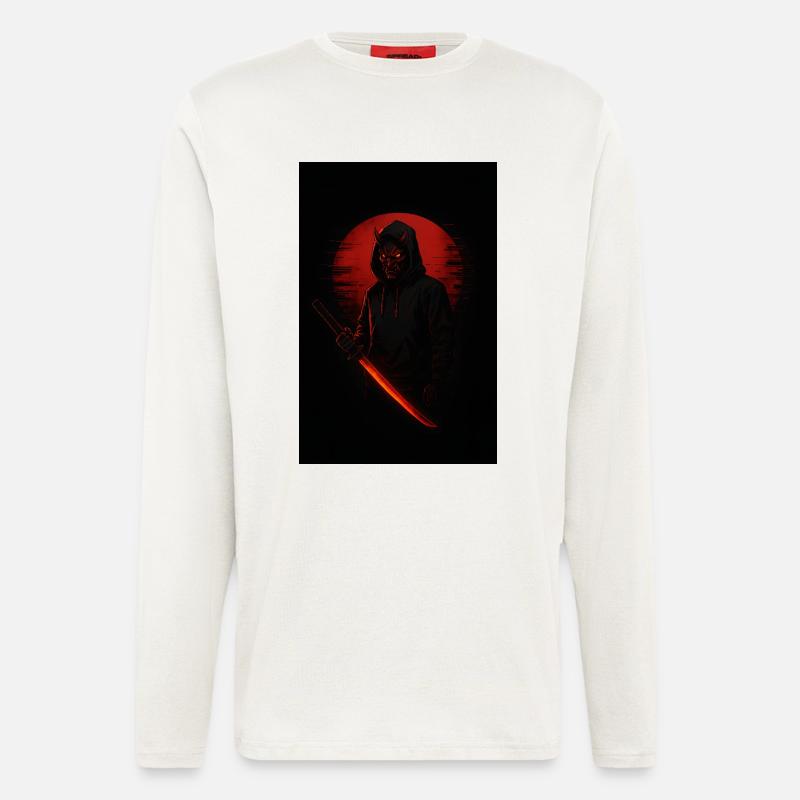 Dämon Maske Samurai Nacht Design - Langarmshirt - made by SPREAD  - OFF WHITE