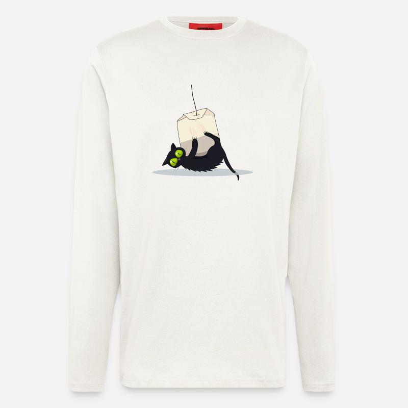 Katze auf Teebeutel - Langarmshirt - made by SPREAD  - OFF WHITE