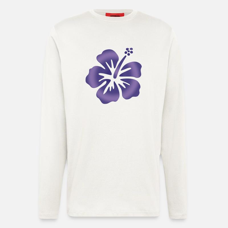 Hibiscus Blue - Longsleeve - made by SPREAD  - OFF WHITE