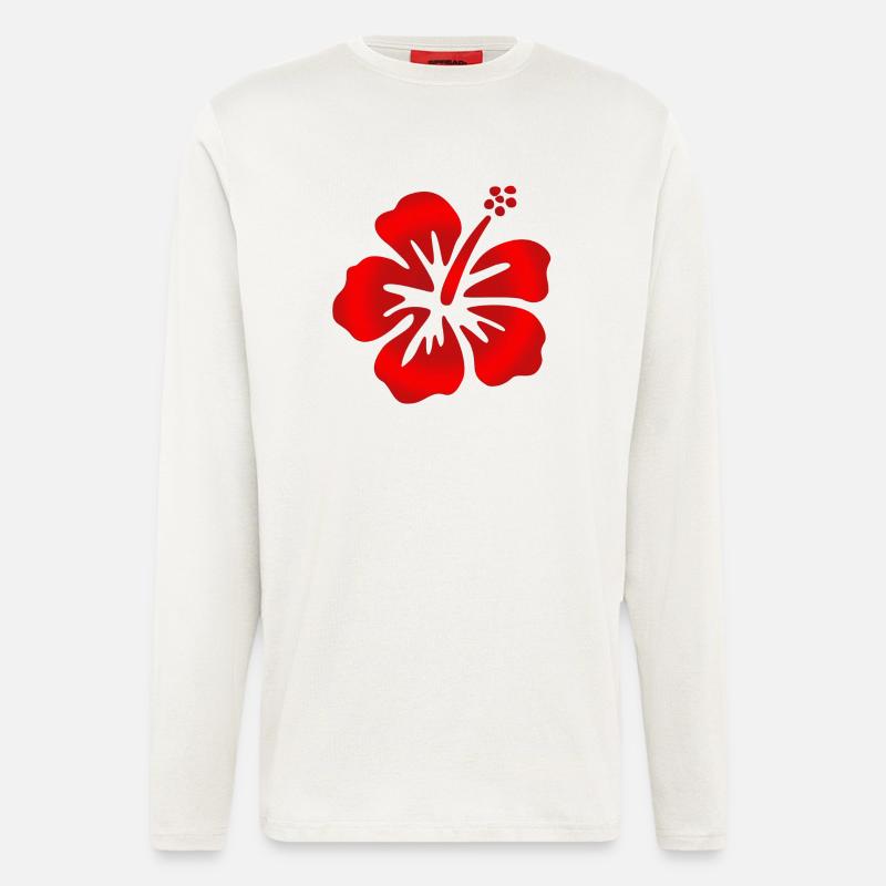 Hibiscus Rot - Langarmshirt - made by SPREAD - OFF WHITE