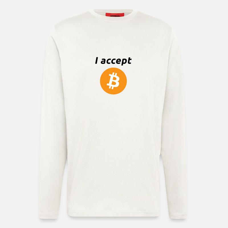 I accept Bitcoins (schwarze Schrift) - Langarmshirt - made by SPREAD  - OFF WHITE