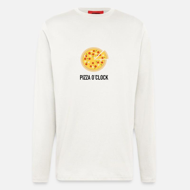 Pizza O´clock Essen als Geschenk - Langarmshirt - made by SPREAD  - OFF WHITE