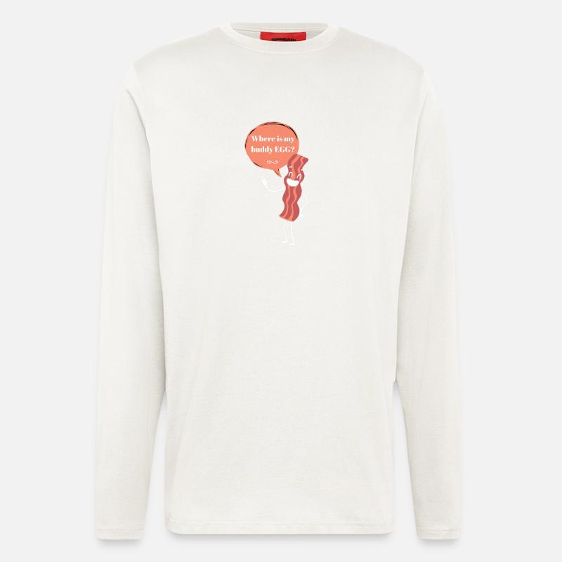 Bacon / EGG / Design / Baconstripes - Langarmshirt - made by SPREAD  - OFF WHITE