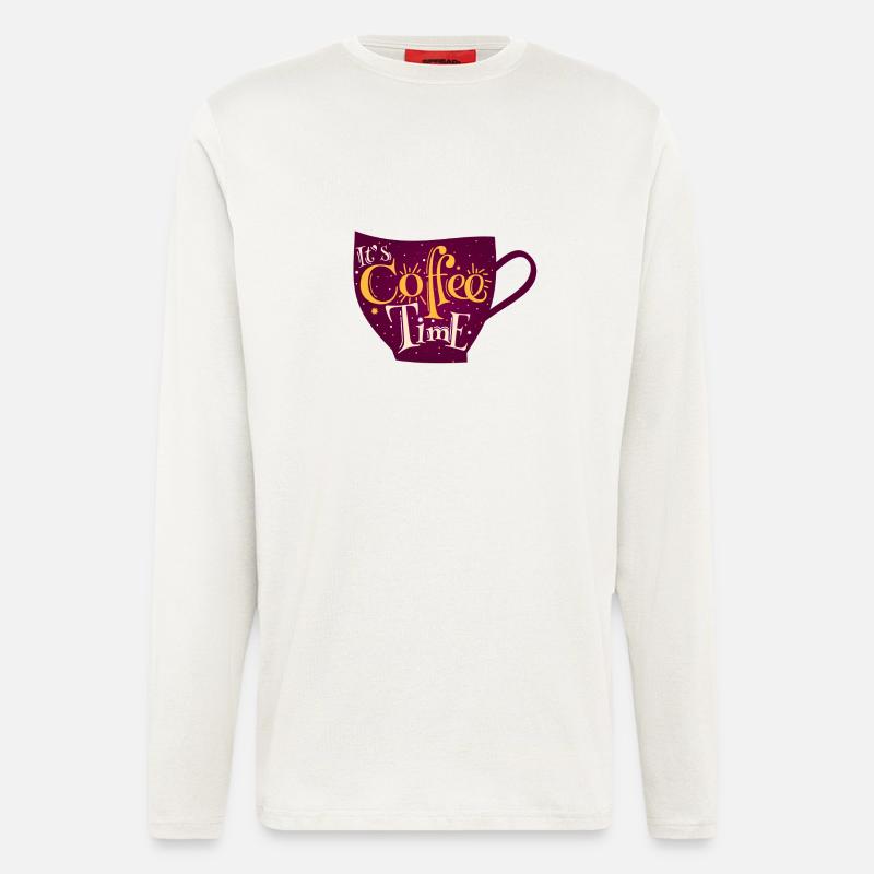 l'heure du café - Manches longues bio décontracté fabriqué en UE - OFF WHITE