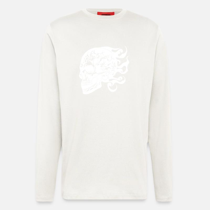 Lachender brennender grinsender Tattoo Schädel - Langarmshirt - made by SPREAD  - OFF WHITE
