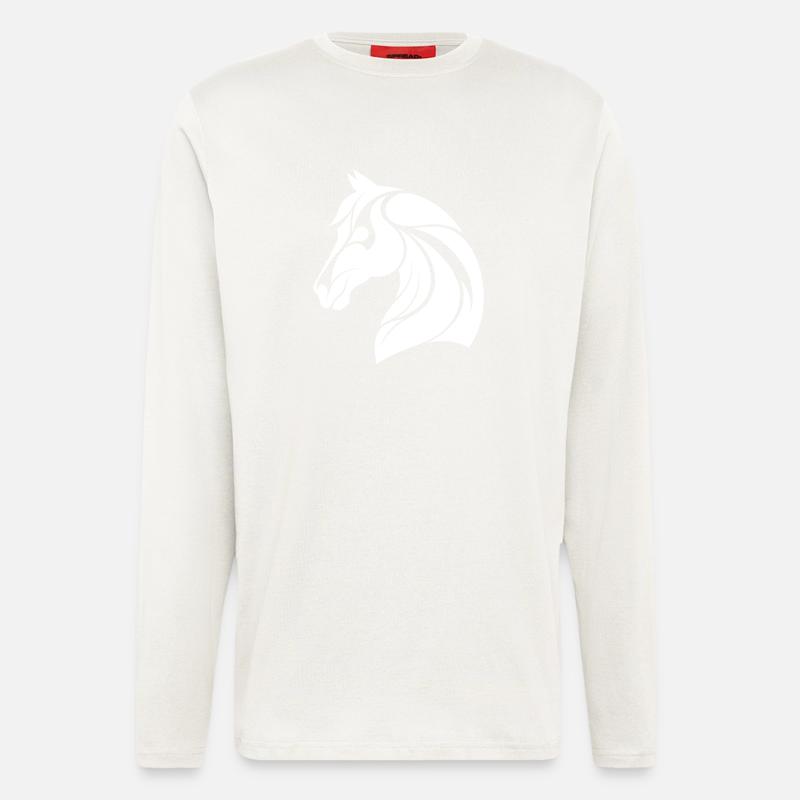 Eleganter Pferdekopf - Langarmshirt - made by SPREAD - OFF WHITE