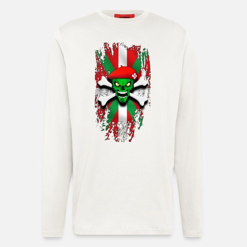 basque skull 02 - Manches longues bio décontracté fabriqué en UE - OFF WHITE