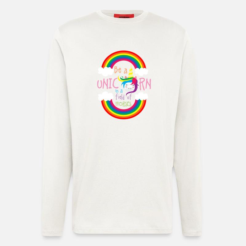Sei ein Regenbogen-Einhorn - Langarmshirt - made by SPREAD  - OFF WHITE