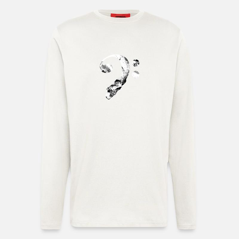 Basse Clef Skull - Manches longues bio décontracté fabriqué en UE - OFF WHITE