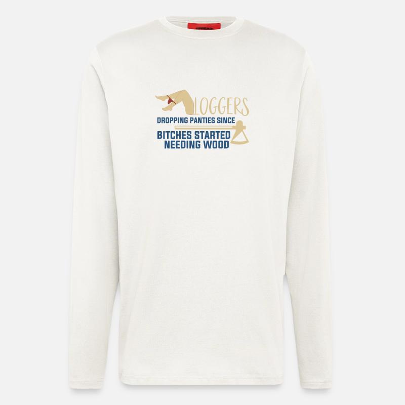 Logging Needing Wood Funny Logger - Longsleeve - made by SPREAD  - OFF WHITE