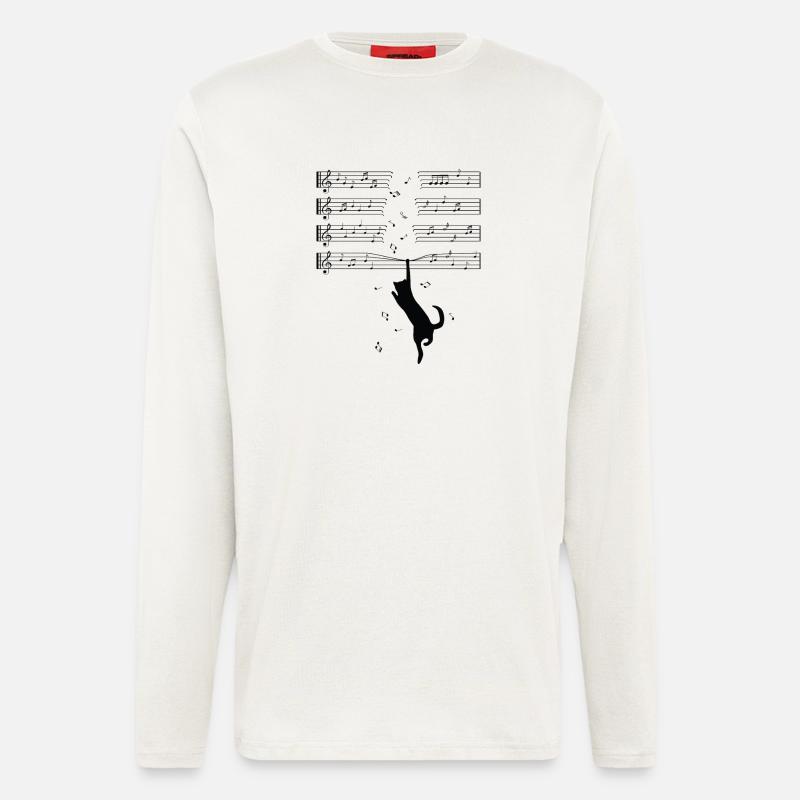 Katze Musiknoten Kätzchen Tier Geschenk - Langarmshirt - made by SPREAD  - OFF WHITE