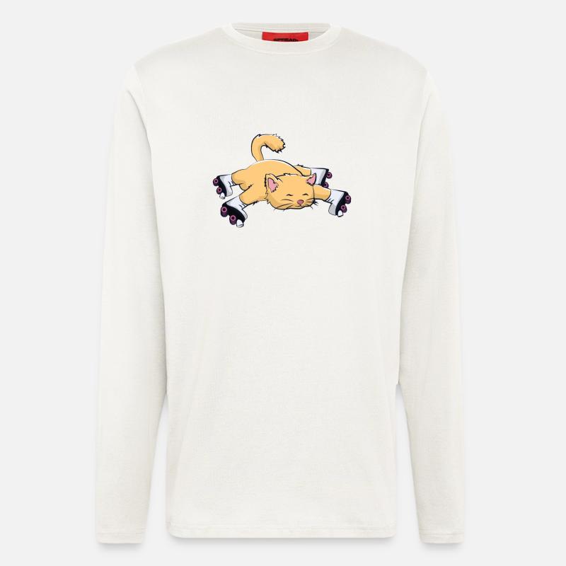 Katze mit Rollschuhe - Langarmshirt - made by SPREAD  - OFF WHITE