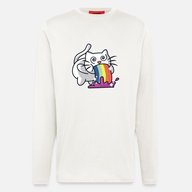Regenbogen Katze - Langarmshirt - made by SPREAD  - OFF WHITE