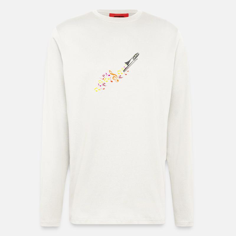 Trombone And Musical Notes - Longsleeve - made by SPREAD  - OFF WHITE