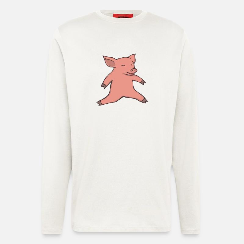 Schwein beim Weitsprung - Langarmshirt - made by SPREAD  - OFF WHITE