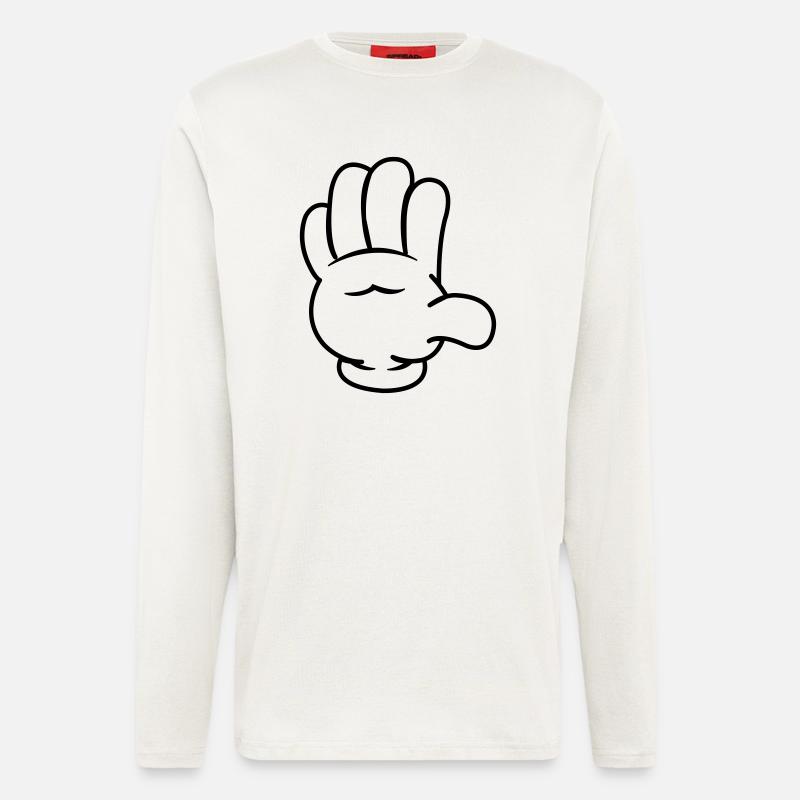 comic_hand_001 - Manches longues bio décontracté fabriqué en UE - OFF WHITE