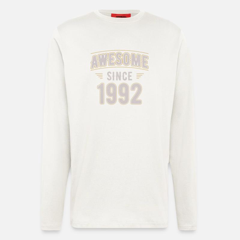 Awsome since 1992 Naissance - Manches longues bio décontracté fabriqué en UE - OFF WHITE