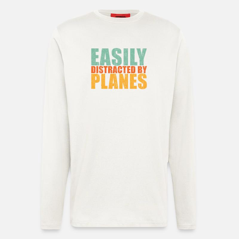 Dicton d’avion - Manches longues bio décontracté fabriqué en UE - OFF WHITE