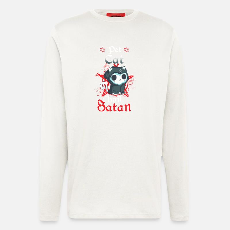 Pet Cat Hail Satan - Langarmshirt - made by SPREAD - OFF WHITE