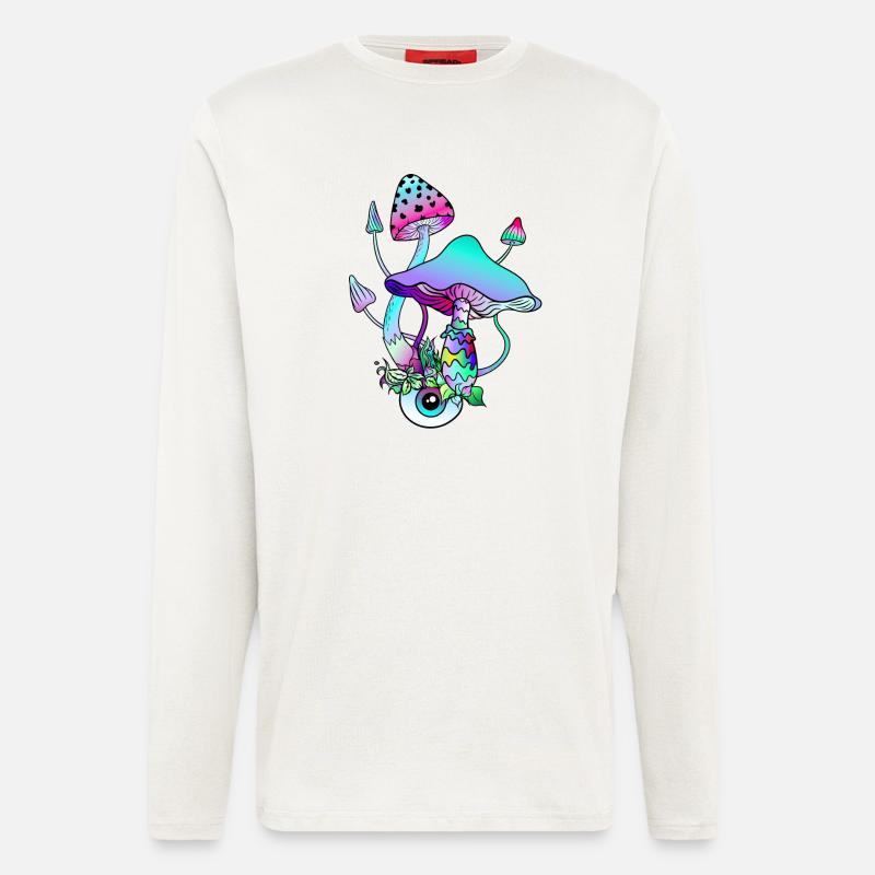 Magic Mushrooms Psychedelic Art - Langarmshirt - made by SPREAD  - OFF WHITE