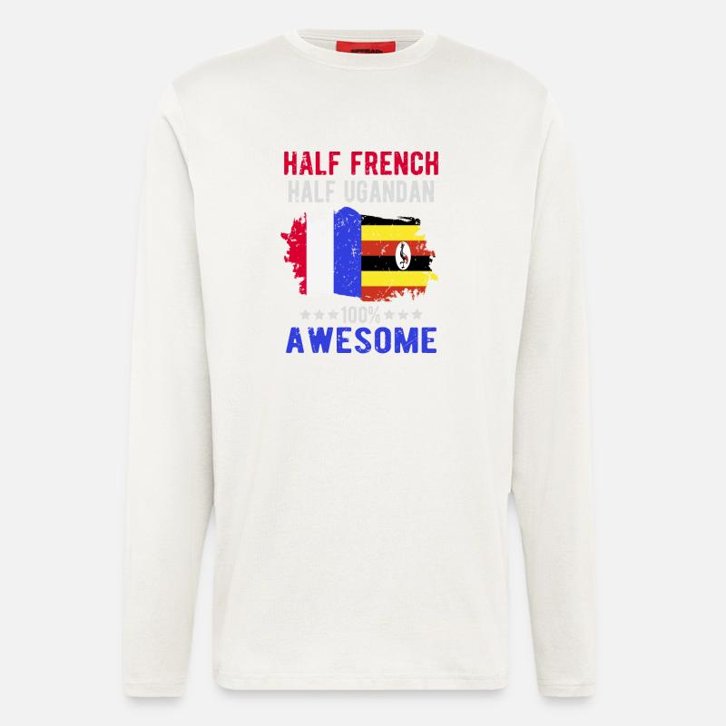 Moitié Français moitié ougandais - Manches longues bio décontracté fabriqué en UE - OFF WHITE