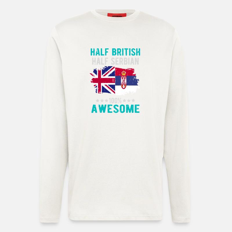 Halb Brite Halb Serbier - Langarmshirt - made by SPREAD  - OFF WHITE