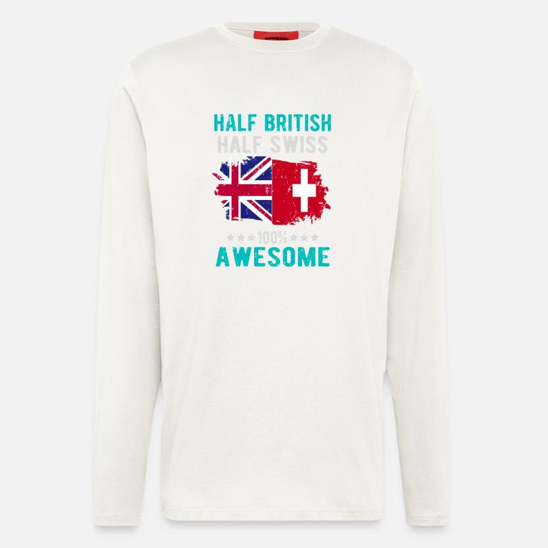 Halb Brite Halb Schweizer - Langarmshirt - made by SPREAD  - OFF WHITE