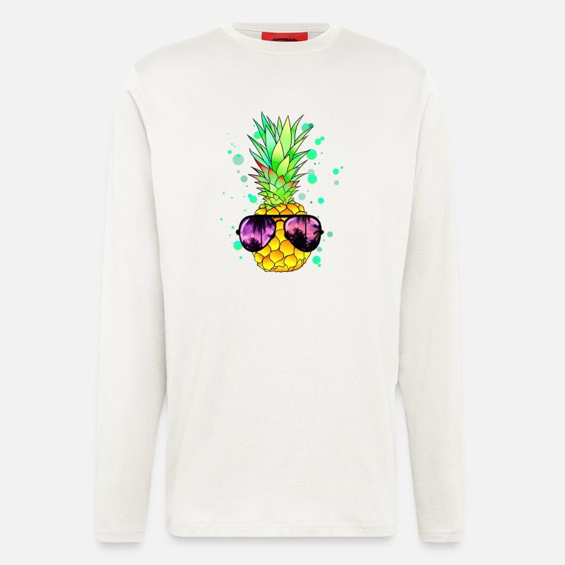Pineapple with sunglasses tropical cool - Longsleeve - made by SPREAD  - OFF WHITE