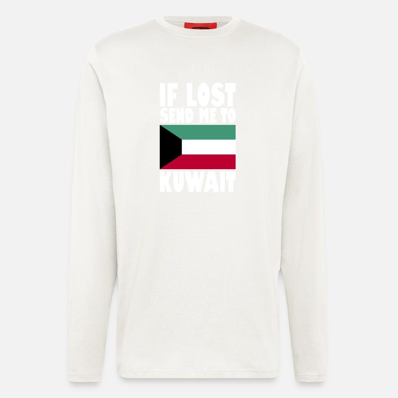 Drapeau du Koweït - Manches longues bio décontracté fabriqué en UE - OFF WHITE