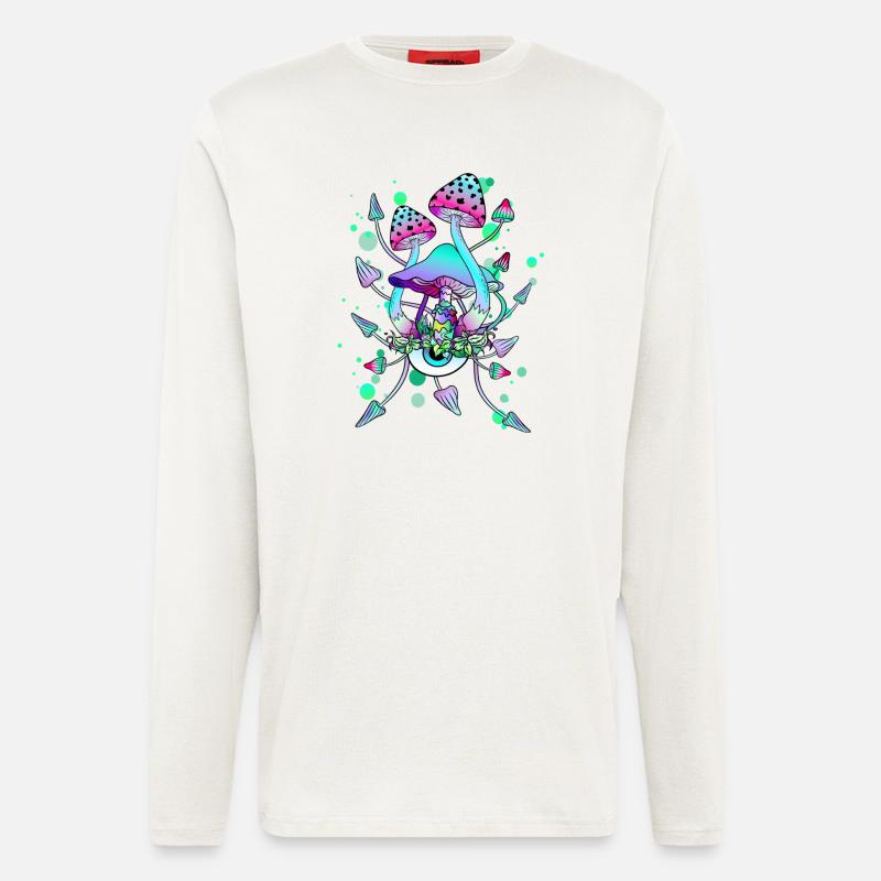 Magic Mushrooms Neon Psychedelic Shrooms - Longsleeve - made by SPREAD  - OFF WHITE