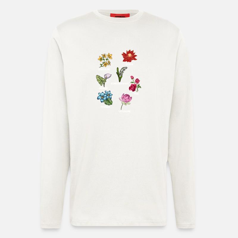 Espèces de fleurs Fleurs - Manches longues bio décontracté fabriqué en UE - OFF WHITE
