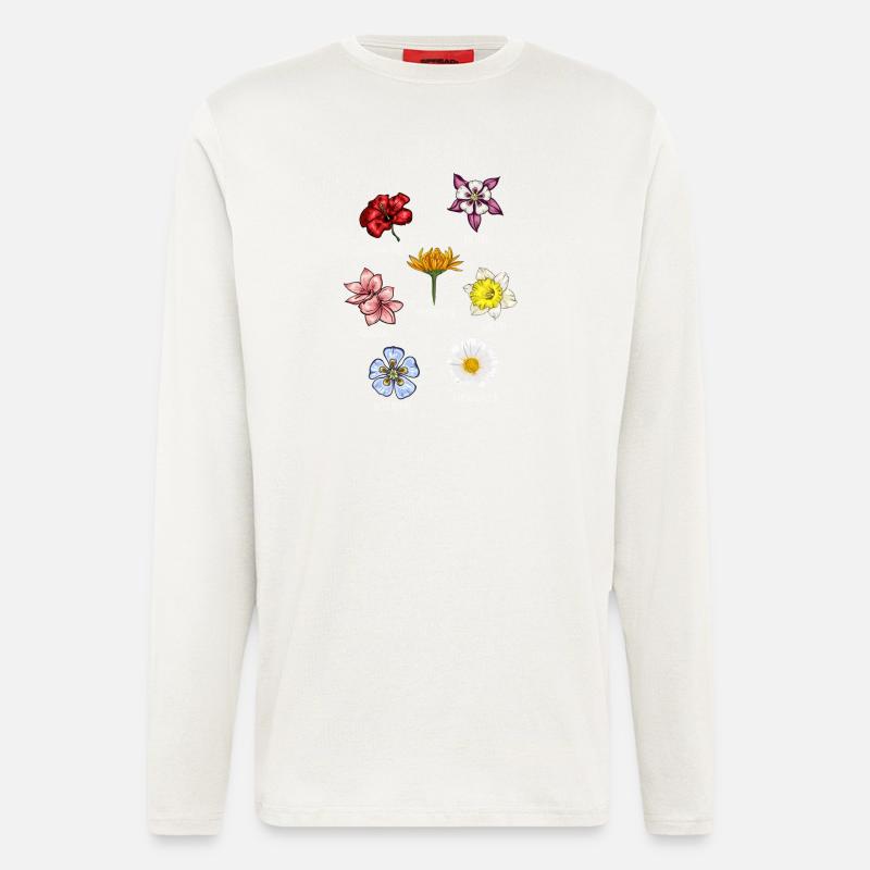 Espèces de fleurs Fleurs - Manches longues bio décontracté fabriqué en UE - OFF WHITE