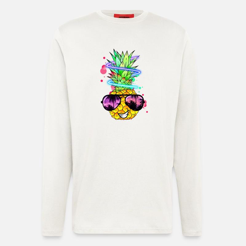 coole Ananas mit Neon Spirale - Langarmshirt - made by SPREAD  - OFF WHITE