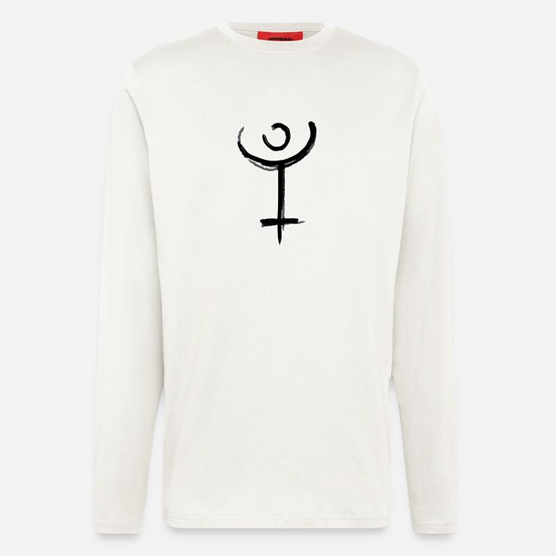 Symbole d’astrologie de Pluton - Manches longues bio décontracté fabriqué en UE - OFF WHITE