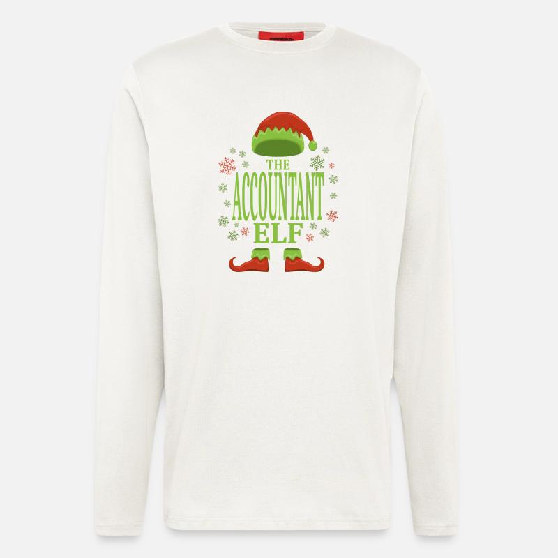 Comptable Elfe de Noël - Manches longues bio décontracté fabriqué en UE - OFF WHITE