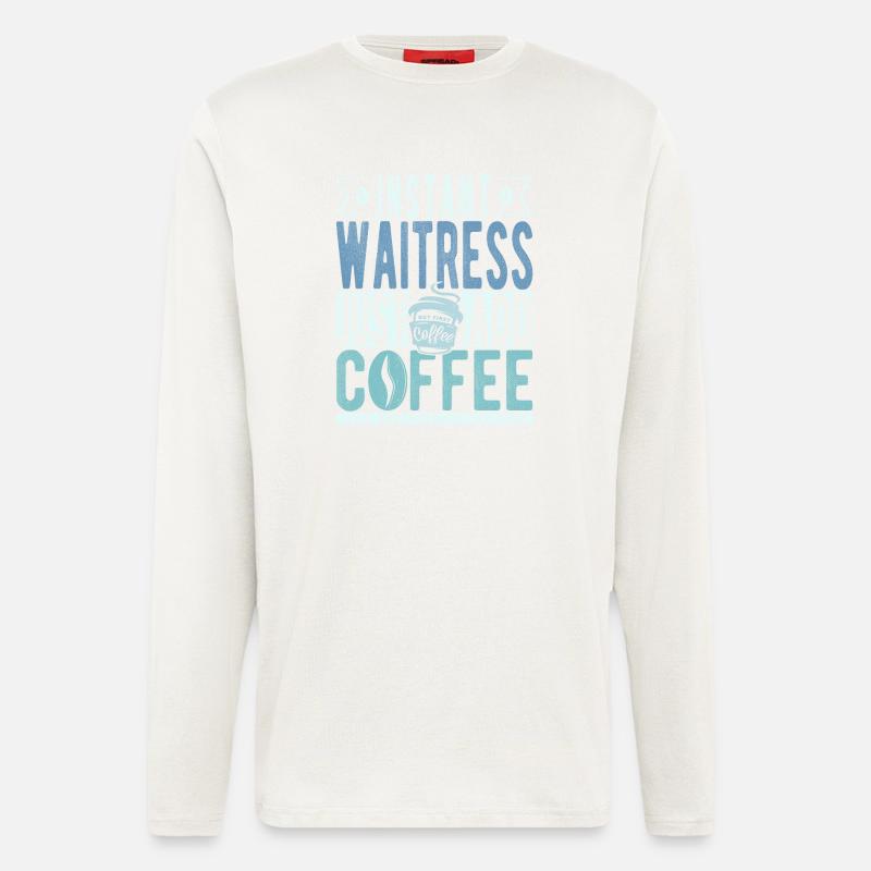 Kellnerin Kaffee Spruch - Langarmshirt - made by SPREAD - OFF WHITE