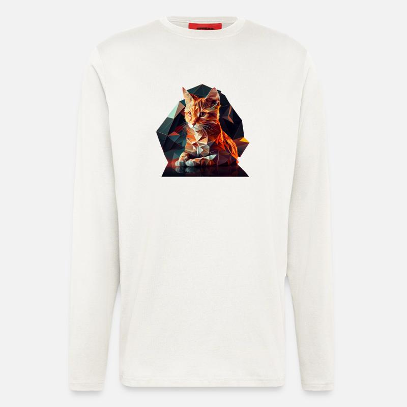 Cat Cats Kitten Polygon Cat - Longsleeve - made by SPREAD - OFF WHITE