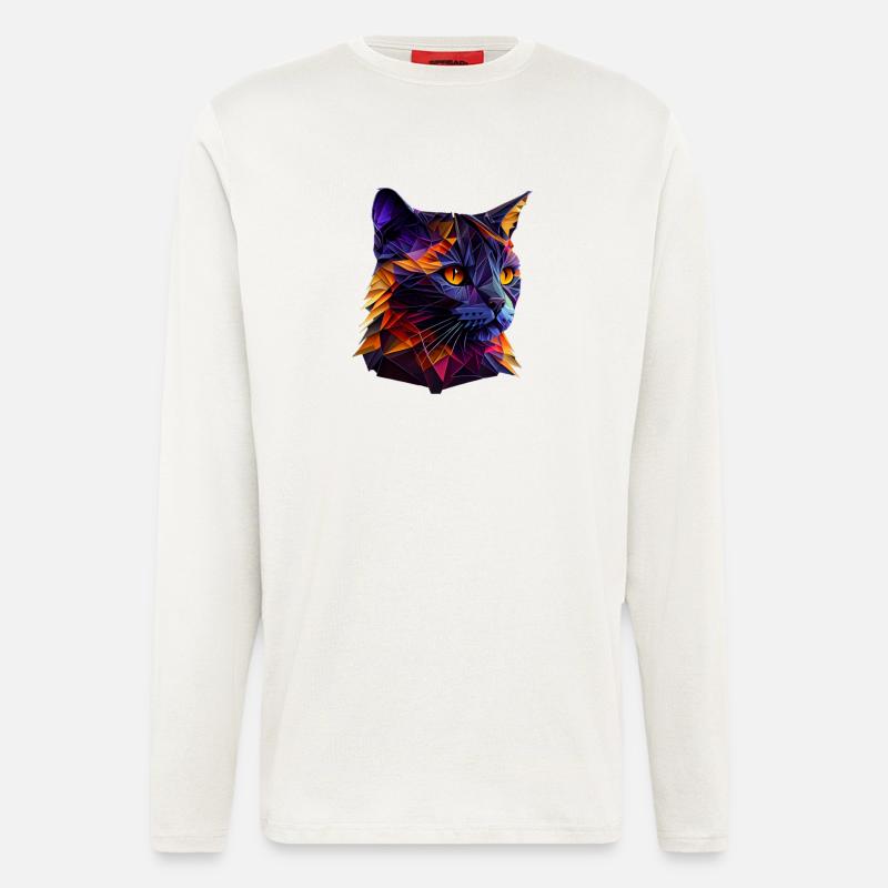 Cat Cats Kitten Polygon Cat - Longsleeve - made by SPREAD - OFF WHITE