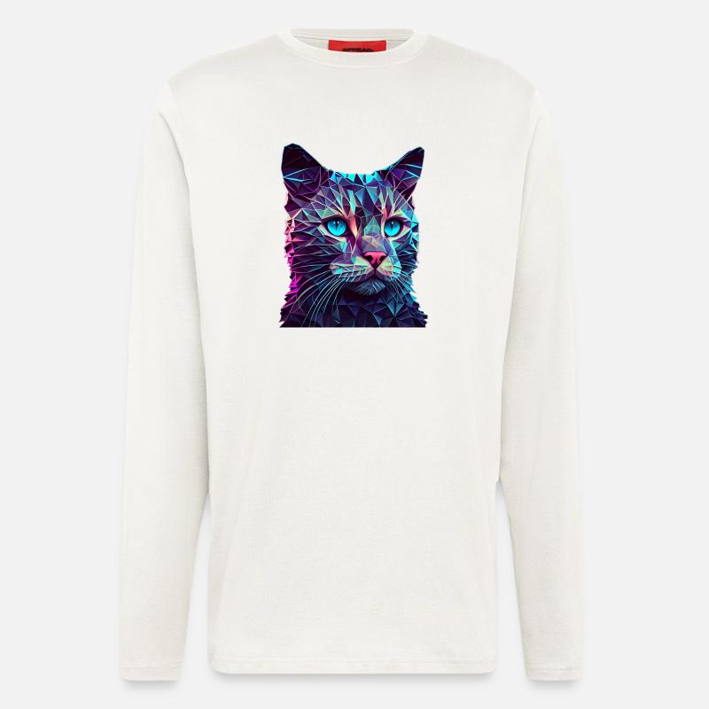 Cat Cats Kitten Polygon Cat - Longsleeve - made by SPREAD - OFF WHITE