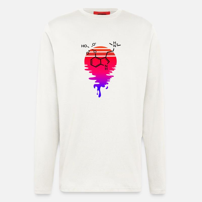 Psilocybin Molecule with Retro Sunset - Longsleeve - made by SPREAD  - OFF WHITE