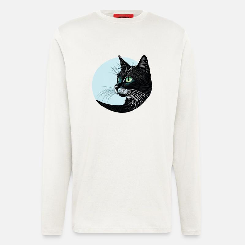 Schwarze Katze - Langarmshirt - made by SPREAD  - OFF WHITE