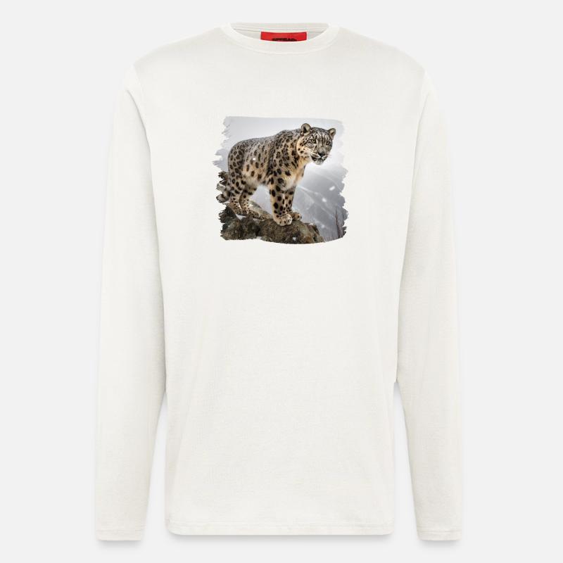 Schneeleoparden Schneeleopard - Langarmshirt - made by SPREAD  - OFF WHITE