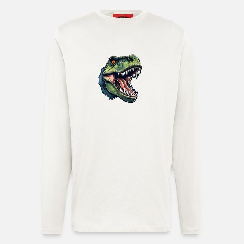 T-Rex Dino Kopf - Langarmshirt - made by SPREAD  - OFF WHITE