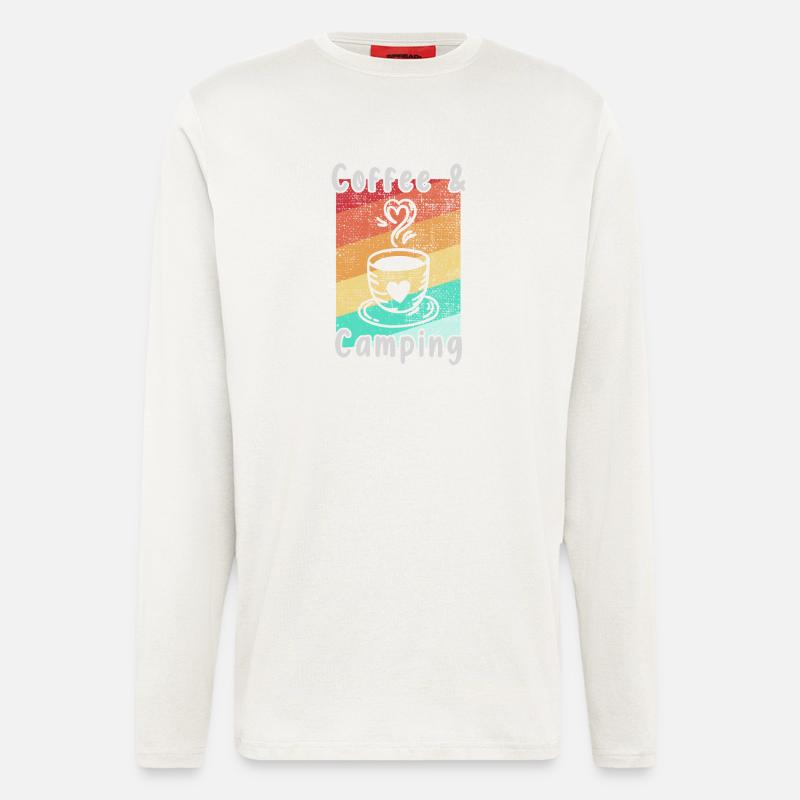 Camping und Kaffee - Langarmshirt - made by SPREAD  - OFF WHITE