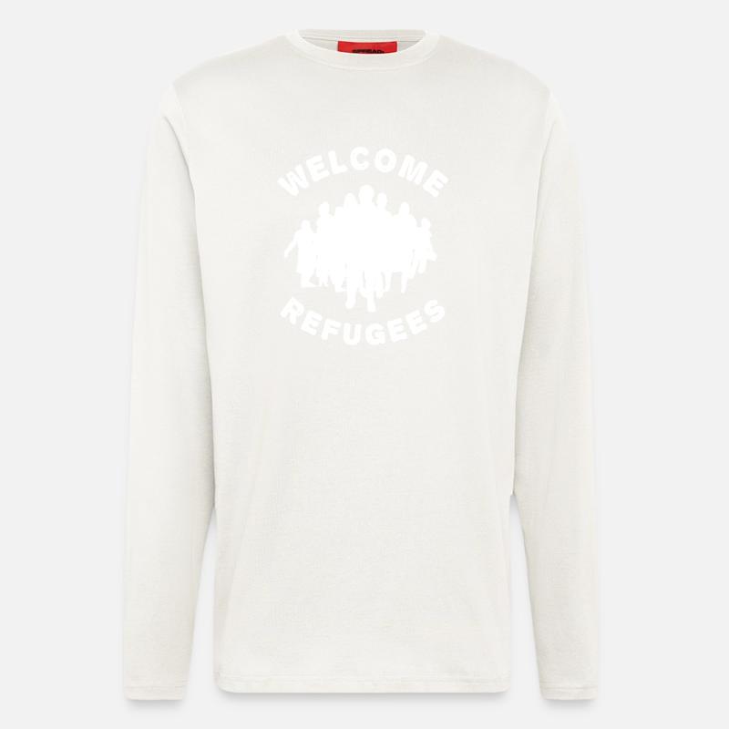 Willkommen Flüchtlinge - Langarmshirt - made by SPREAD  - OFF WHITE
