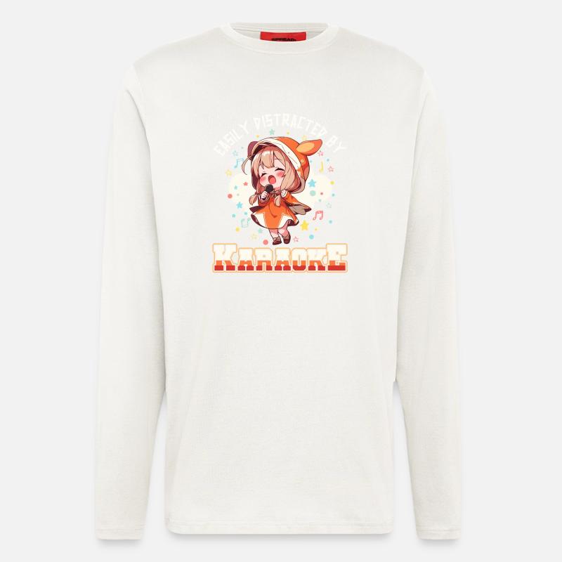 Easily distracted by Karaoke - Langarmshirt - made by SPREAD  - OFF WHITE
