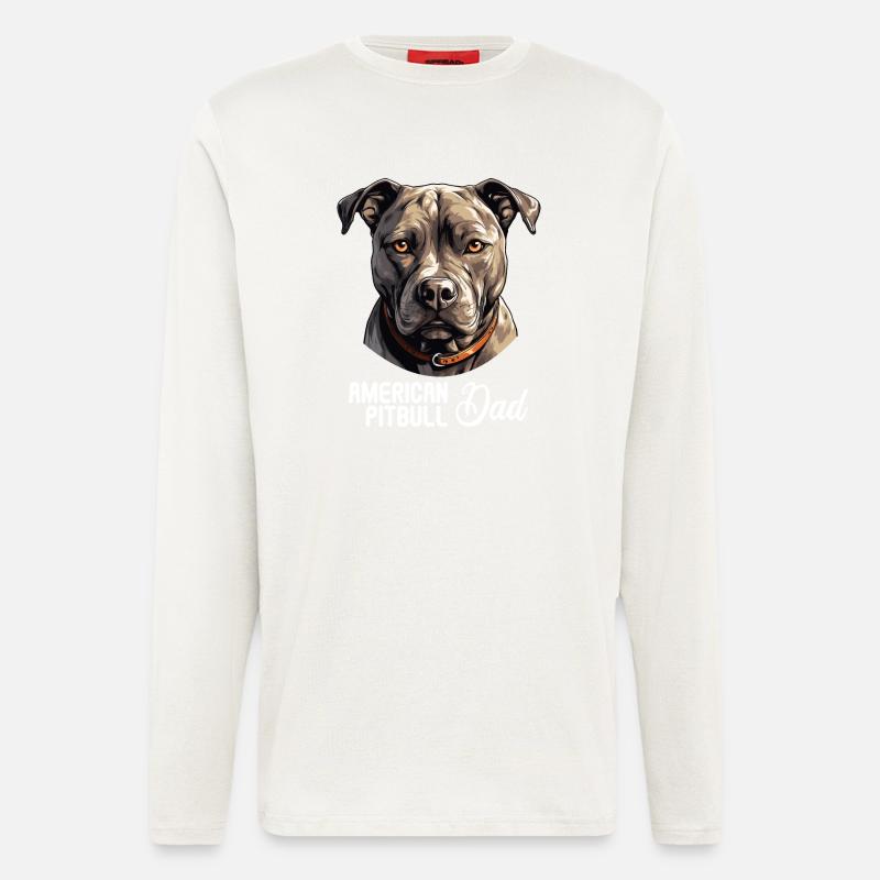Hund American Pitbull - Langarmshirt - made by SPREAD  - OFF WHITE