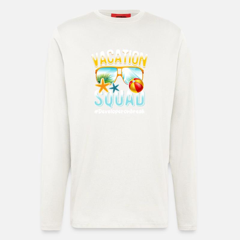 Developer Vacation Squad #Developeronbreak - Manches longues bio décontracté fabriqué en UE - OFF WHITE